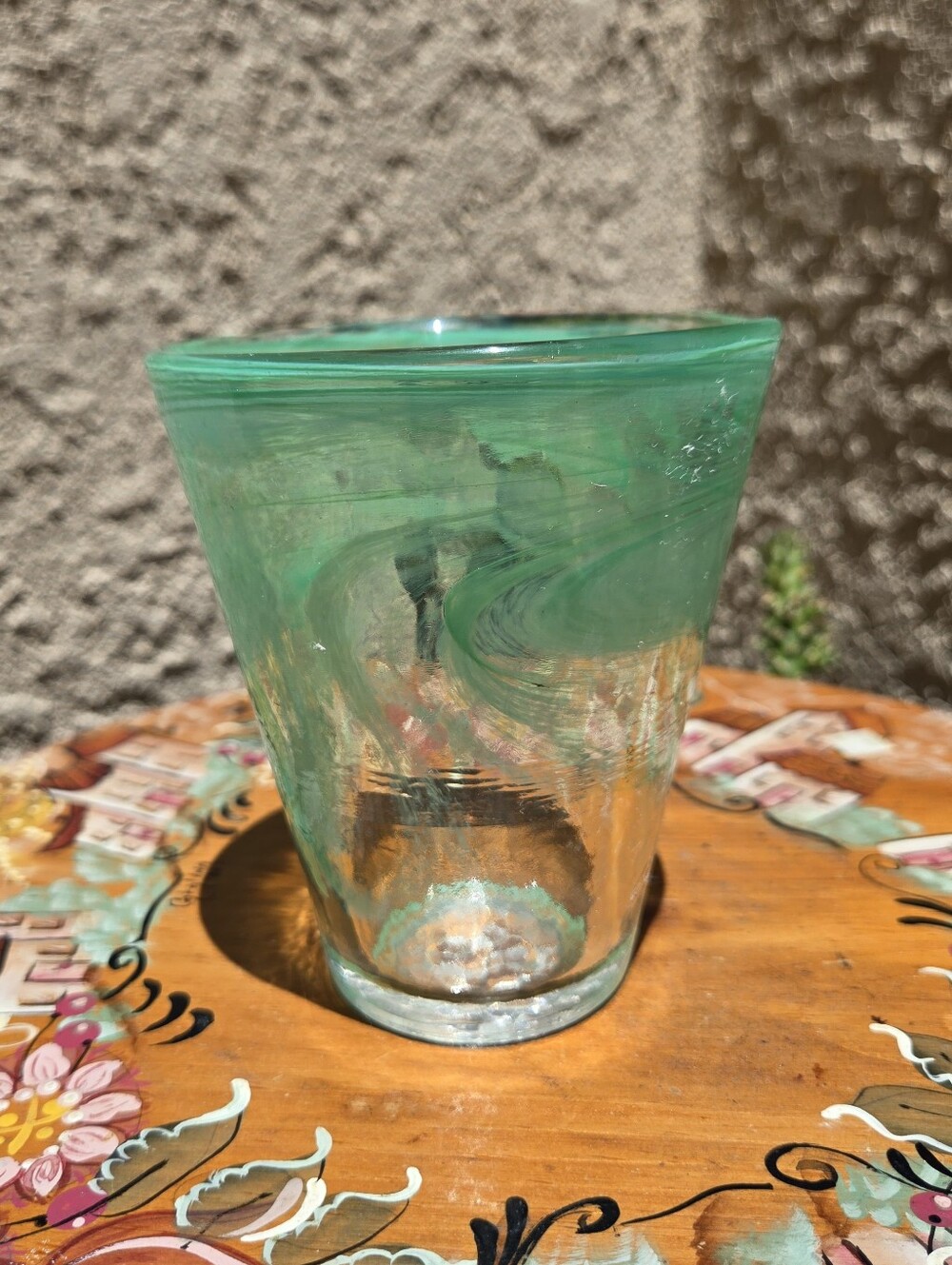 Kosta Boda Mine Green Swirl Tumbler Glass Ulrica Hydman-Vallien Sweden Art Glass